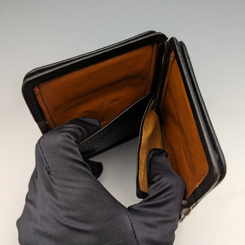 1910 年英國古董純銀裝飾黑色皮革皮夾 M Chapman